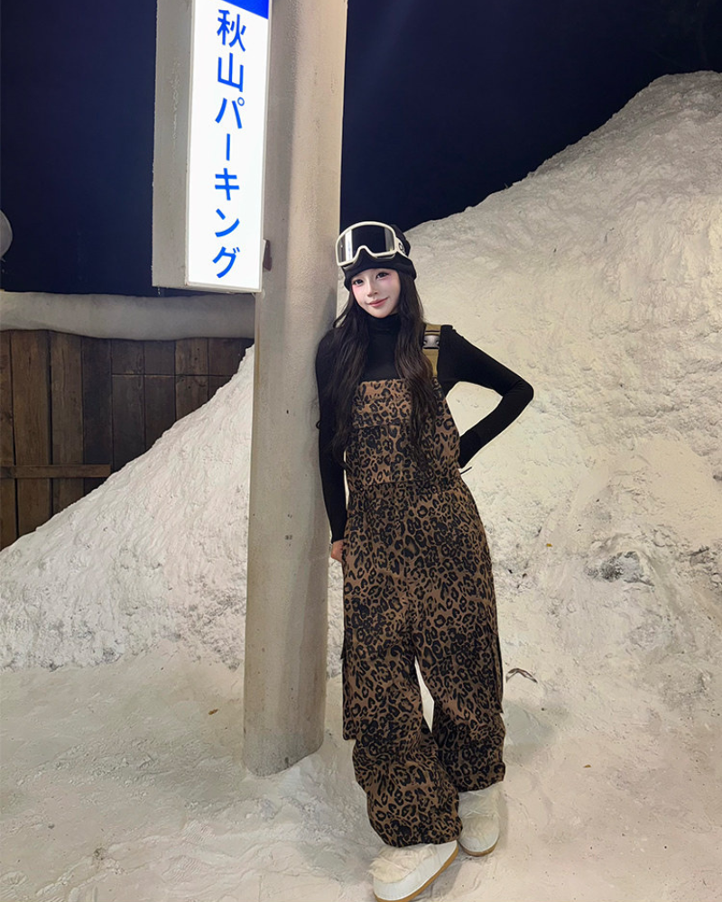Ski Wear 3L Insulated Waterproof Leopard Ski Bib Pants - Unisex