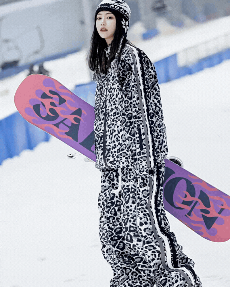 Ski Wear 3L Windproof Waterproof Leopard Ski Jacket &amp; Pants Set -Unisex