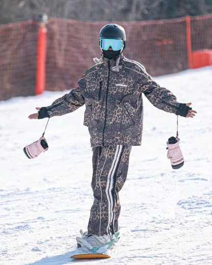 Ski Wear 3L Windproof Waterproof Leopard Ski Jacket &amp; Pants Set -Unisex