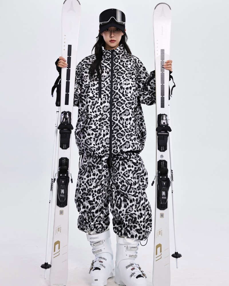 Ski Wear 3L Windproof Waterproof Leopard Ski Jacket &amp; Pants Set -Unisex