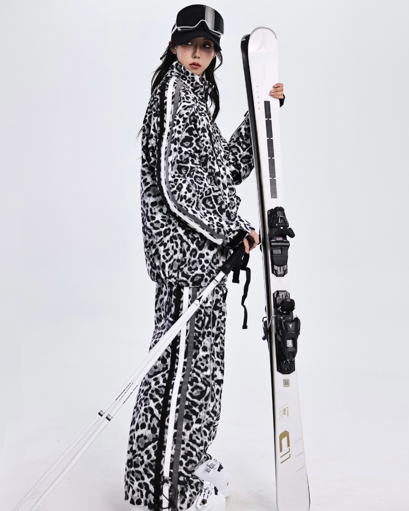 Ski Wear 3L Windproof Waterproof Leopard Ski Jacket &amp; Pants Set -Unisex