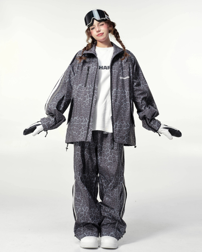 Ski Wear 3L Windproof Waterproof Leopard Ski Jacket &amp; Pants Set -Unisex