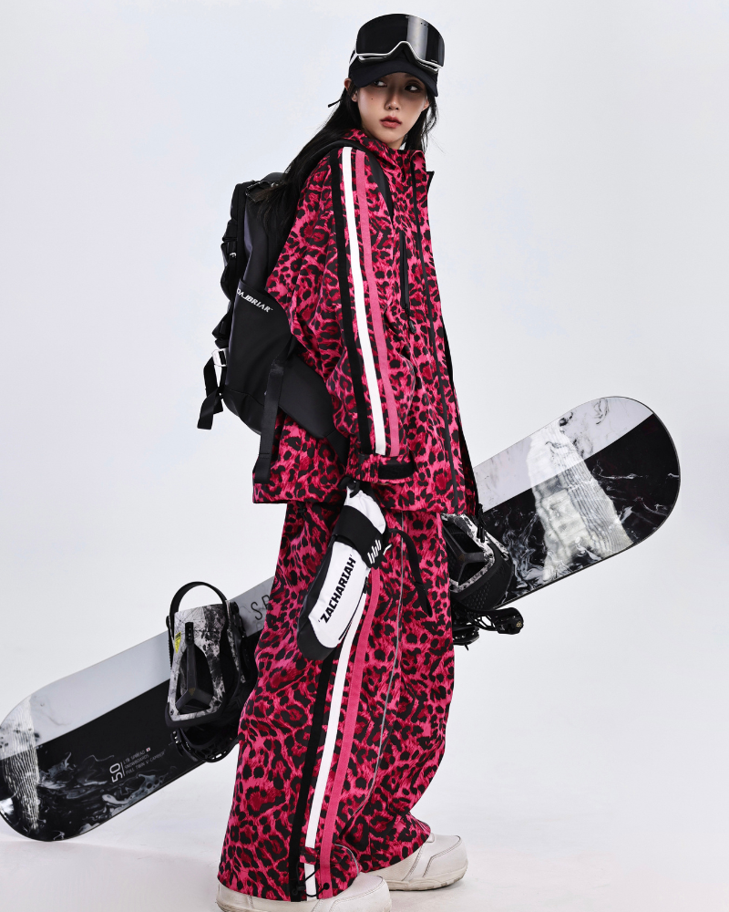 Ski Wear 3L Windproof Waterproof Leopard Ski Jacket &amp; Pants Set -Unisex