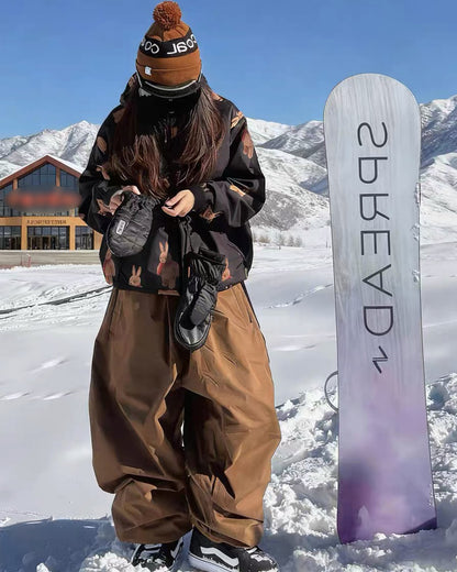 Ski Wear Bear Print Waterproof Snowboard Ski Suit -Unisex