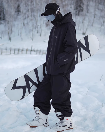 Ski Wear Black Fleece-Lined Waterproof Ski Suit -Unisex (Single Unit Available)