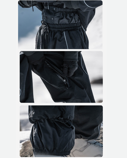 Ski Wear Black Reflective Waterproof Ski Hoodie &amp; Pants Suit -Unisex (Single Unit Available)