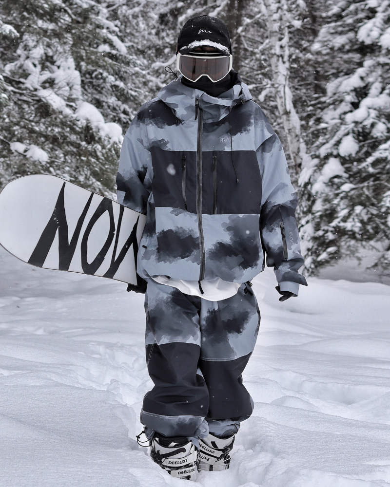 Ski Wear Black Waterproof Snowboard Jacket &amp; Pants Set -Unisex