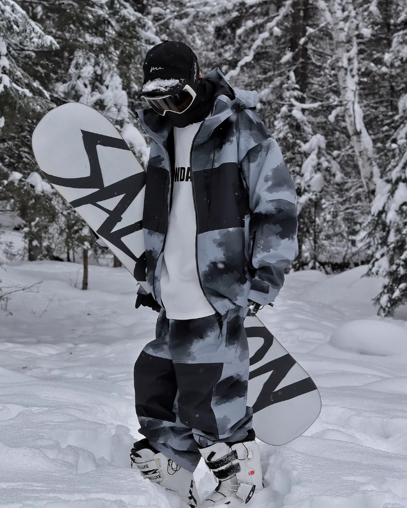 Ski Wear Black Waterproof Snowboard Jacket &amp; Pants Set -Unisex