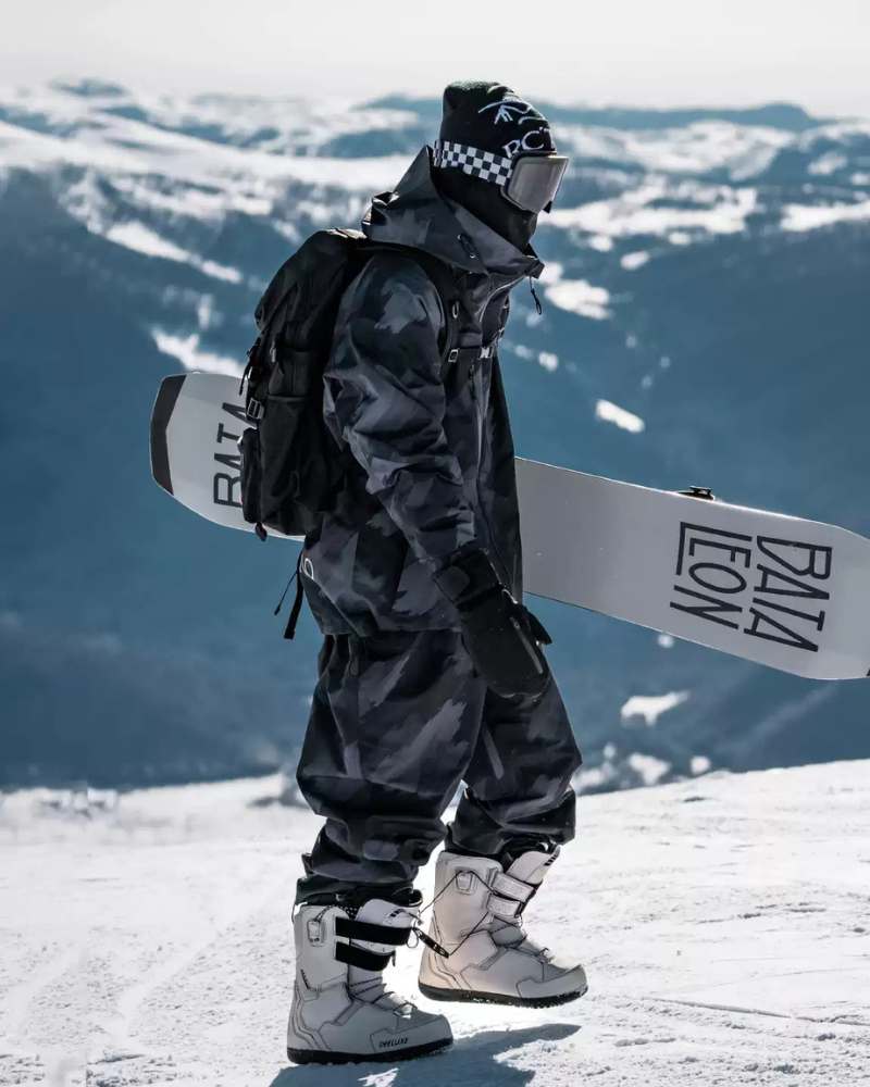 Ski Wear Black Waterproof Snowboard Jacket &amp; Pants Set -Unisex