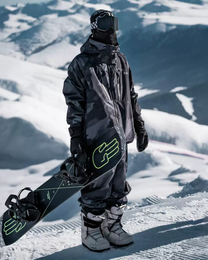 Ski Wear Black Waterproof Snowboard Jacket &amp; Pants Set -Unisex