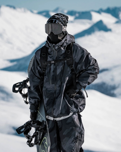 Ski Wear Black Waterproof Snowboard Jacket &amp; Pants Set -Unisex