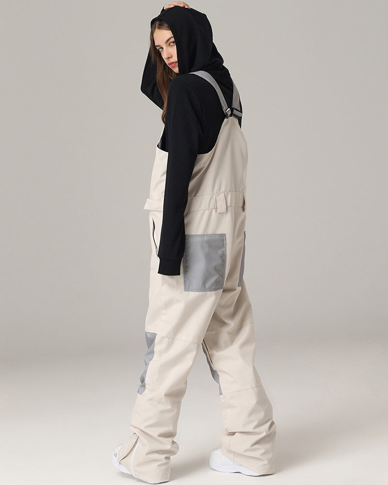 Ski Wear Snowboard Gear Color-Block Snow Bibs -Unisex