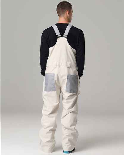 Ski Wear Snowboard Gear Color-Block Snow Bibs -Unisex