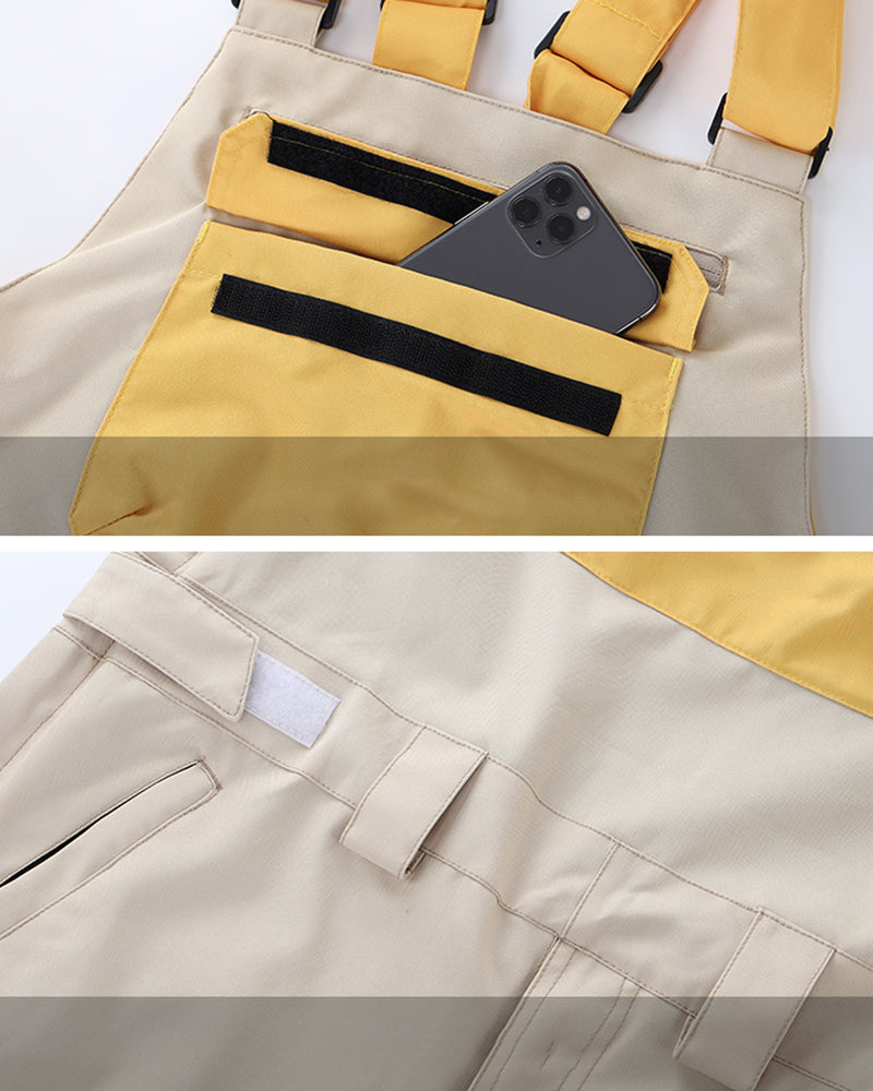 Ski Wear Snowboard Gear Color-Block Snow Bibs -Unisex