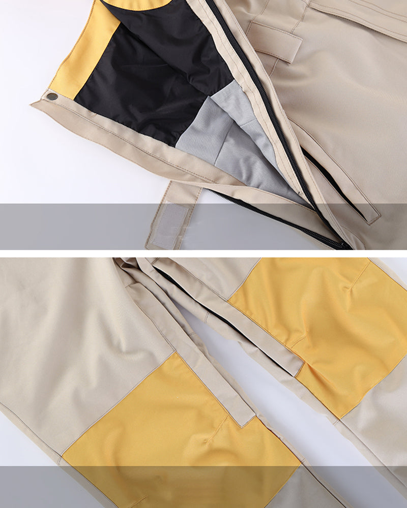 Ski Wear Snowboard Gear Color-Block Snow Bibs -Unisex