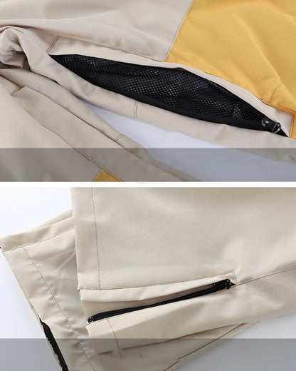 Ski Wear Snowboard Gear Color-Block Snow Bibs -Unisex