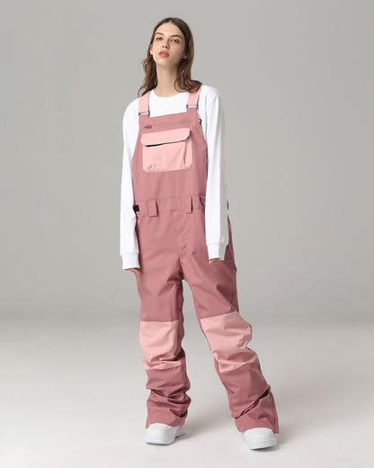 Ski Wear Snowboard Gear Color-Block Snow Bibs -Unisex