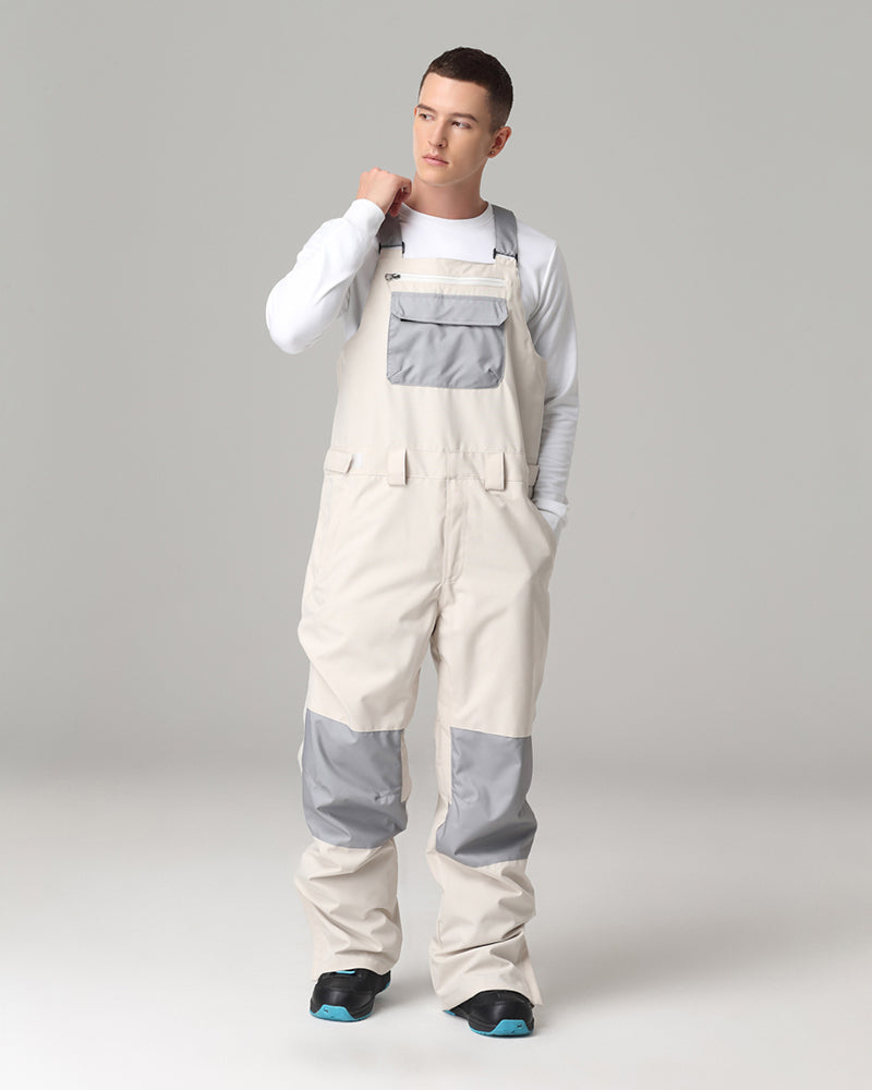 Ski Wear Snowboard Gear Color-Block Snow Bibs -Unisex