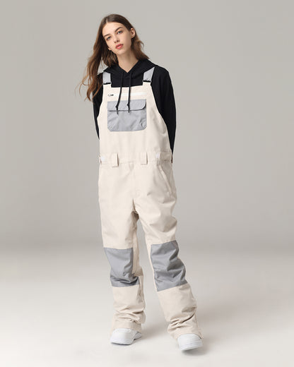 Ski Wear Snowboard Gear Color-Block Snow Bibs -Unisex