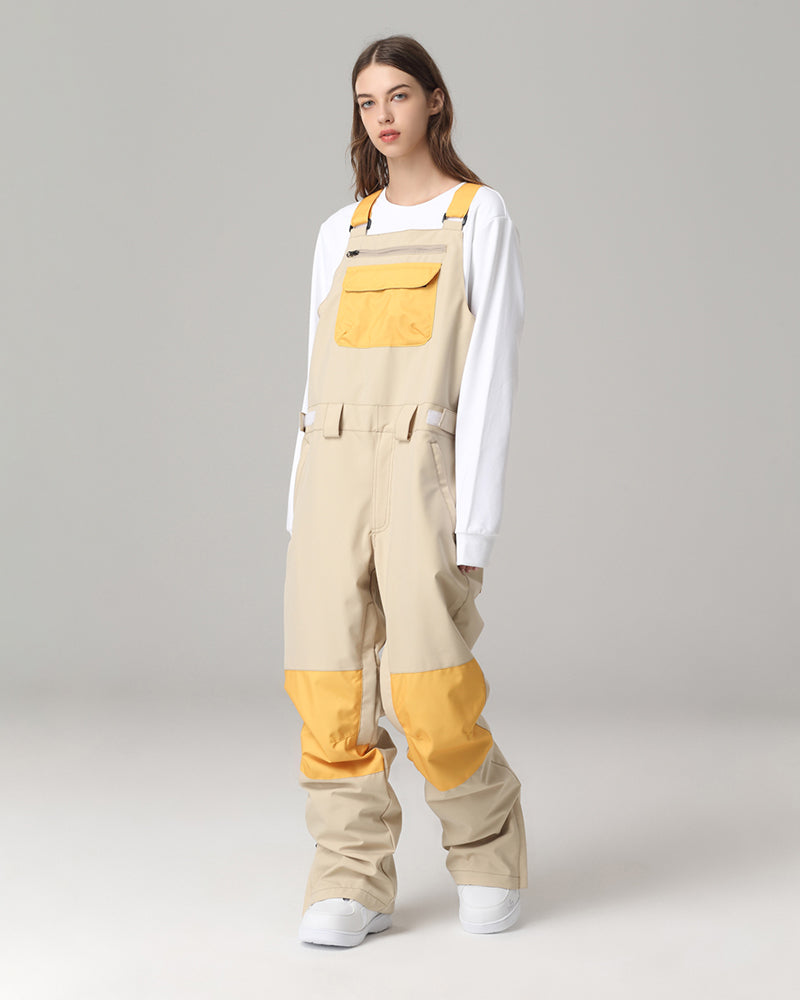 Ski Wear Snowboard Gear Color-Block Snow Bibs -Unisex