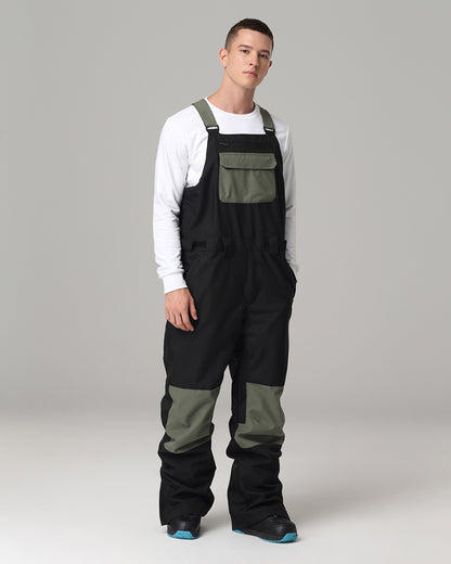 Ski Wear Snowboard Gear Color-Block Snow Bibs -Unisex