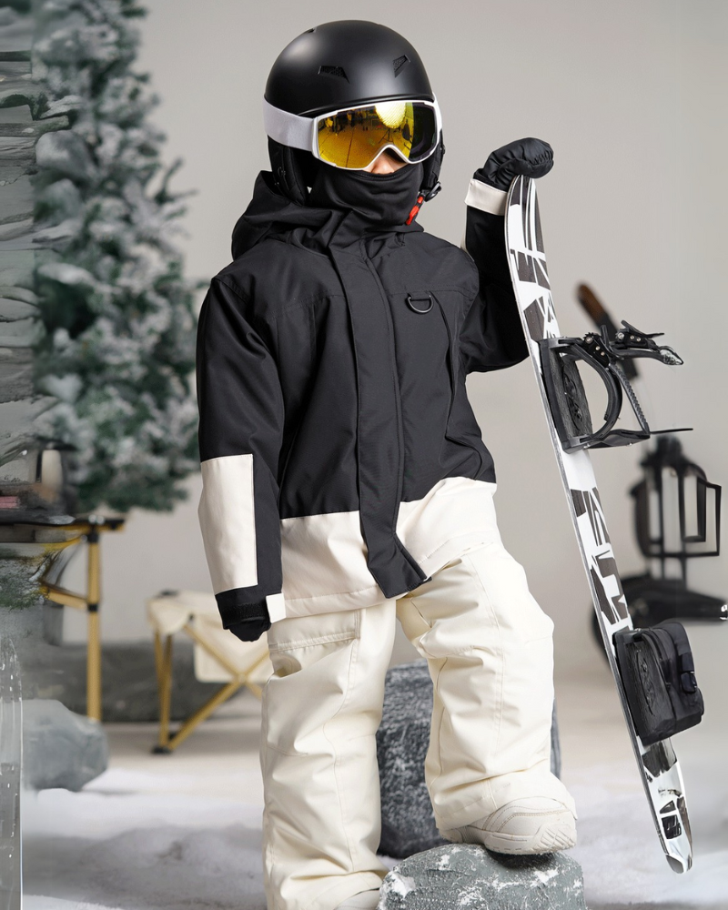 Ski Wear Color Block Waterproof Jacket&amp;Bibs Kids Snow Suit (Single Unit Available)