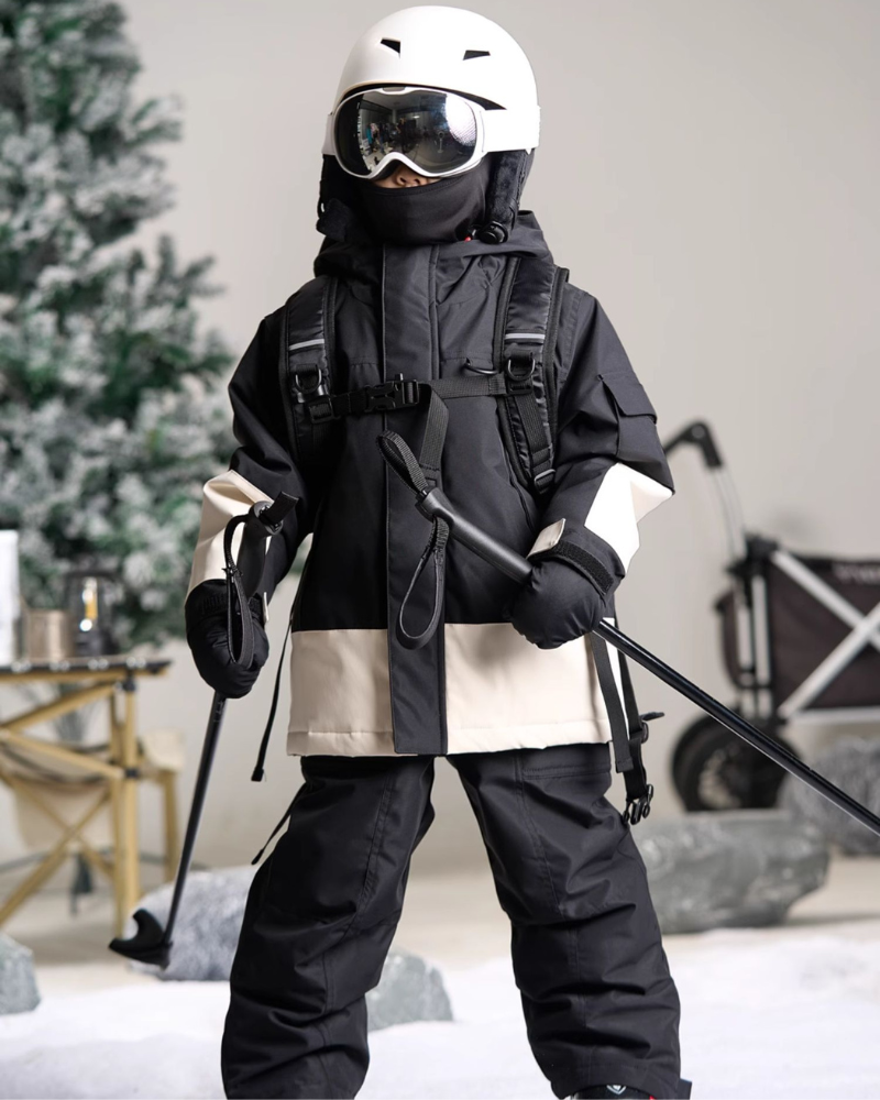 Ski Wear Color Block Waterproof Jacket&amp;Bibs Kids Snow Suit (Single Unit Available)