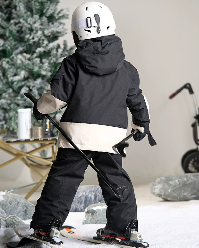 Ski Wear Color Block Waterproof Jacket&amp;Bibs Kids Snow Suit (Single Unit Available)