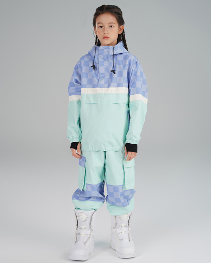 Ski Wear Color Block Waterproof Kids Snow Suit