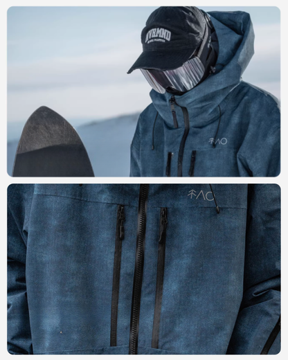 Ski Wear Denim Look Fleece-Lined Waterproof Ski Suit -Unisex