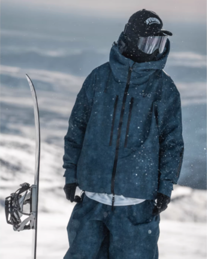 Ski Wear Denim Look Fleece-Lined Waterproof Ski Suit -Unisex