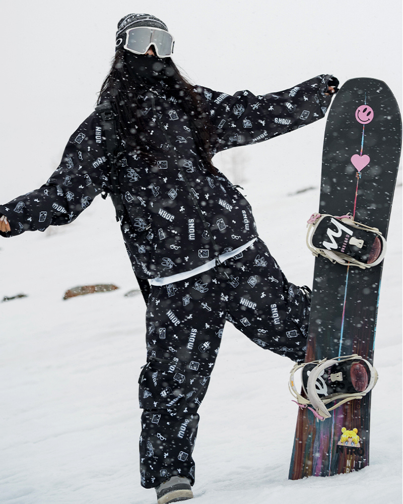 Ski Wear Fashion Digital-Print Ski Jacket &amp; Pant Set -Unisex
