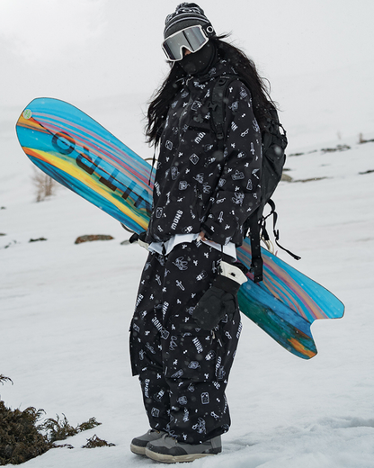 Ski Wear Fashion Digital-Print Ski Jacket &amp; Pant Set -Unisex