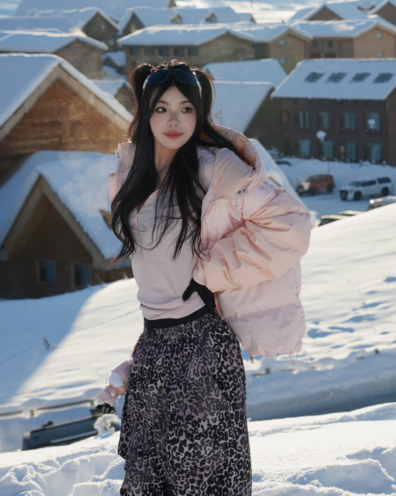 Ski Wear Fleece-Lined 3L Waterproof Leopard Ski Pants - Unisex