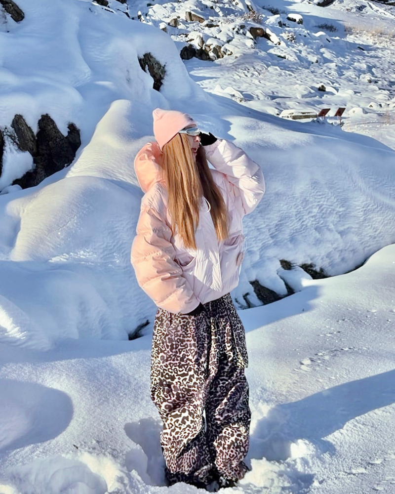 Ski Wear Fleece-Lined 3L Waterproof Leopard Ski Pants - Unisex