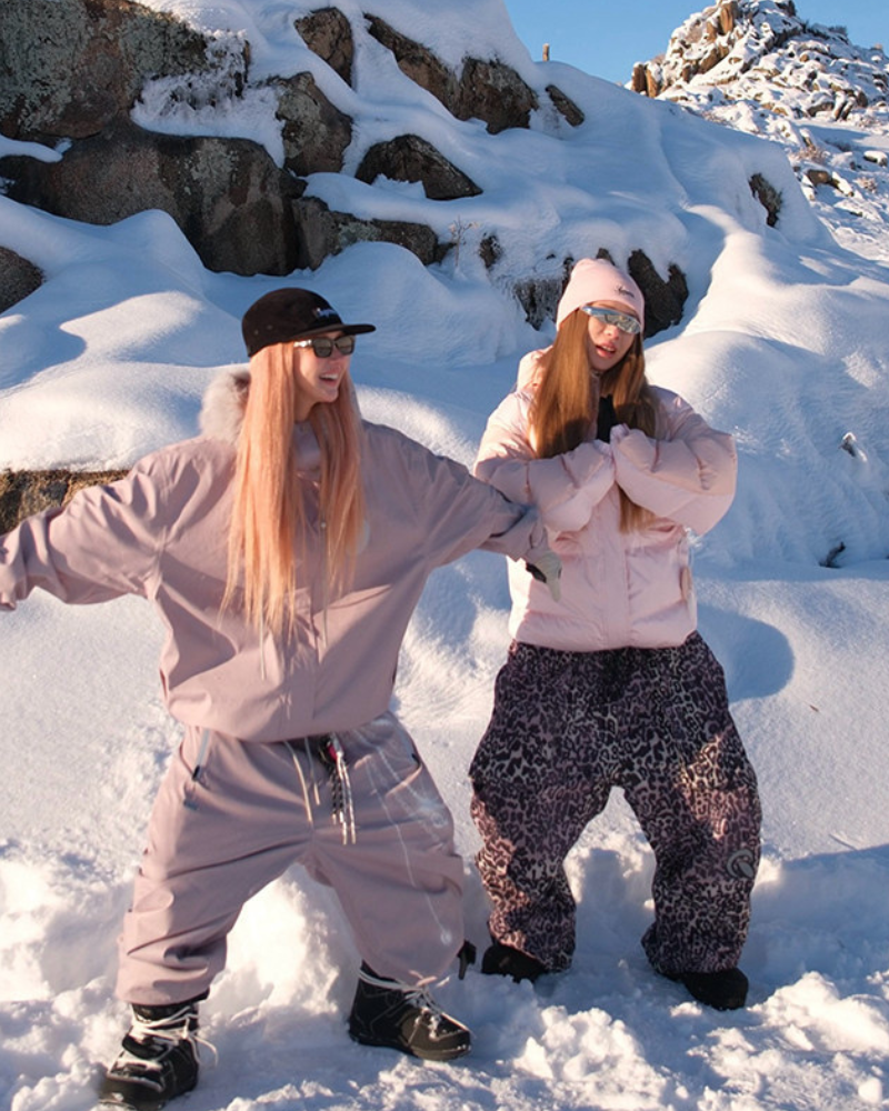 Ski Wear Fleece-Lined 3L Waterproof Leopard Ski Pants - Unisex