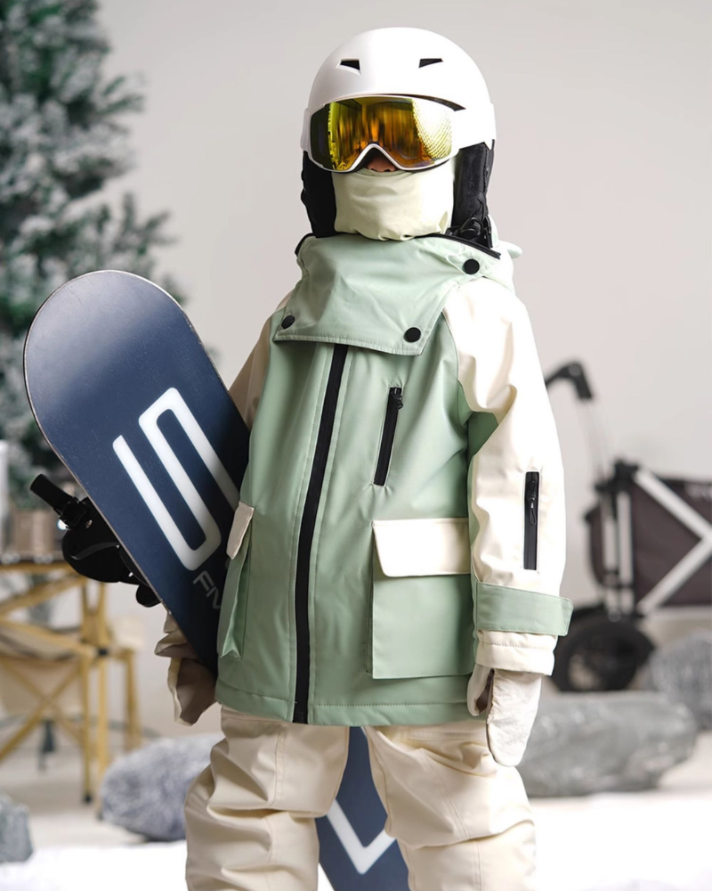 Ski Wear Frog Color Block Kids Jacket&amp;Bibs Snow Suit (Single Unit Available)