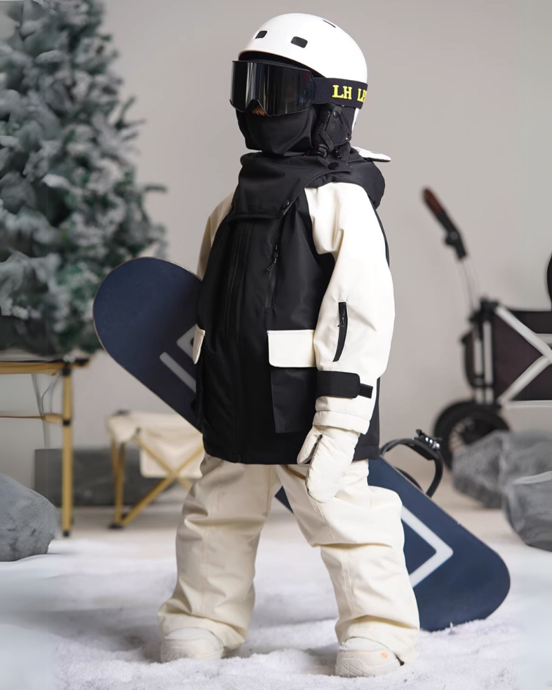 Ski Wear Frog Color Block Kids Jacket&amp;Bibs Snow Suit (Single Unit Available)