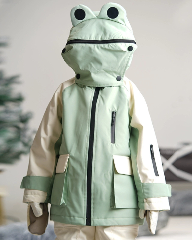 Ski Wear Frog Color Block Kids Jacket&amp;Bibs Snow Suit (Single Unit Available)