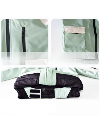 Ski Wear Frog Color Block Kids Jacket&amp;Bibs Snow Suit (Single Unit Available)