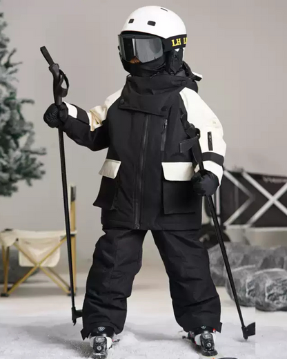 Ski Wear Frog Color Block Kids Jacket&amp;Bibs Snow Suit (Single Unit Available)