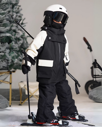 Ski Wear Frog Color Block Kids Jacket&amp;Bibs Snow Suit (Single Unit Available)