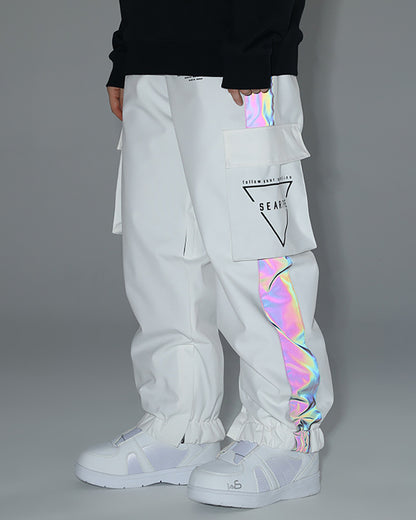 Ski Wear Neon Reflective Cargo Snow Pants -Unisex