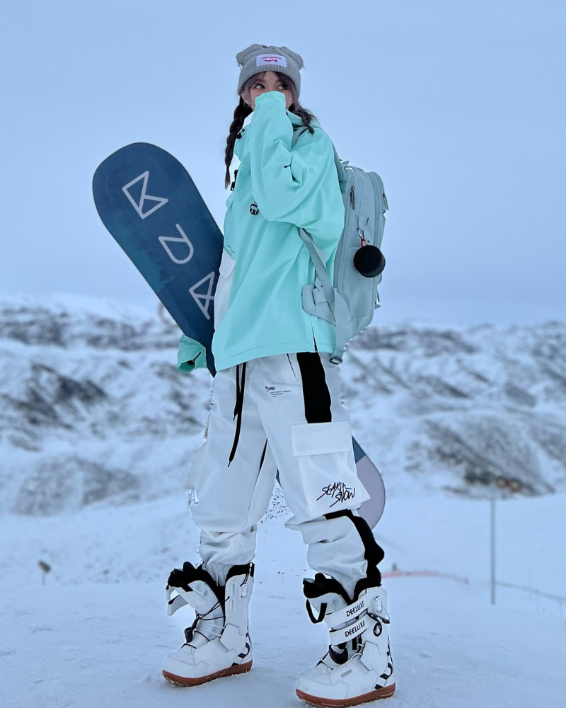 Ski Wear Neon Reflective Cargo Snow Pants -Unisex
