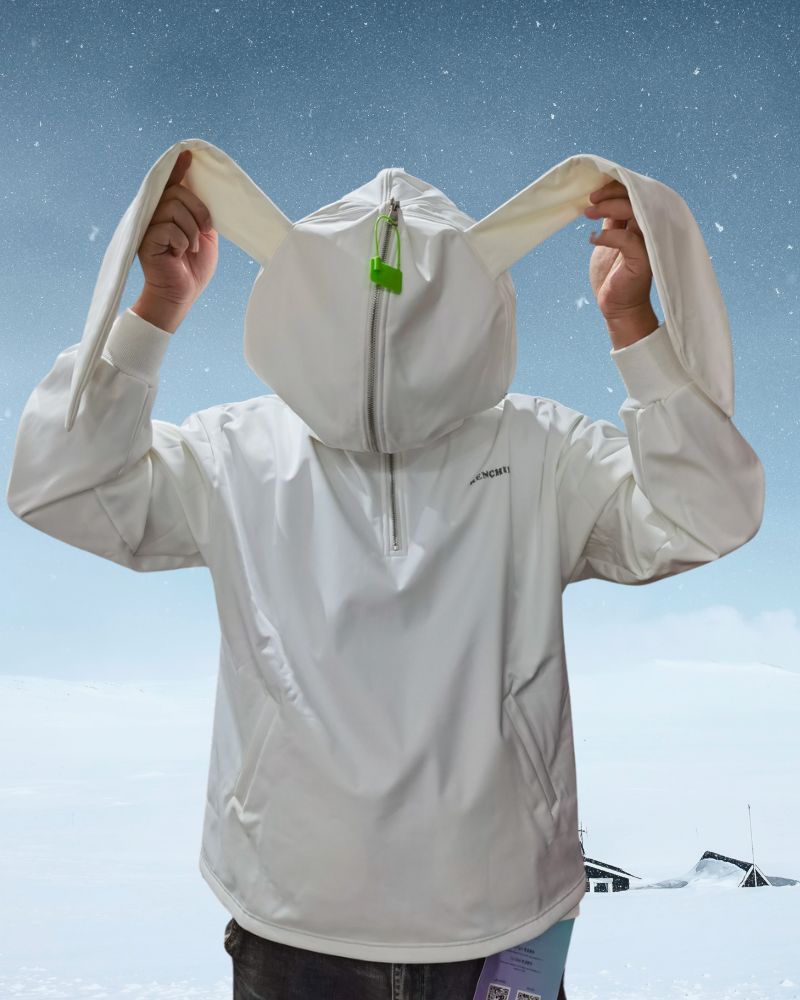 Ski Wear Outdoor Adorable Bunny Ears Warm Hoodie -Unisex