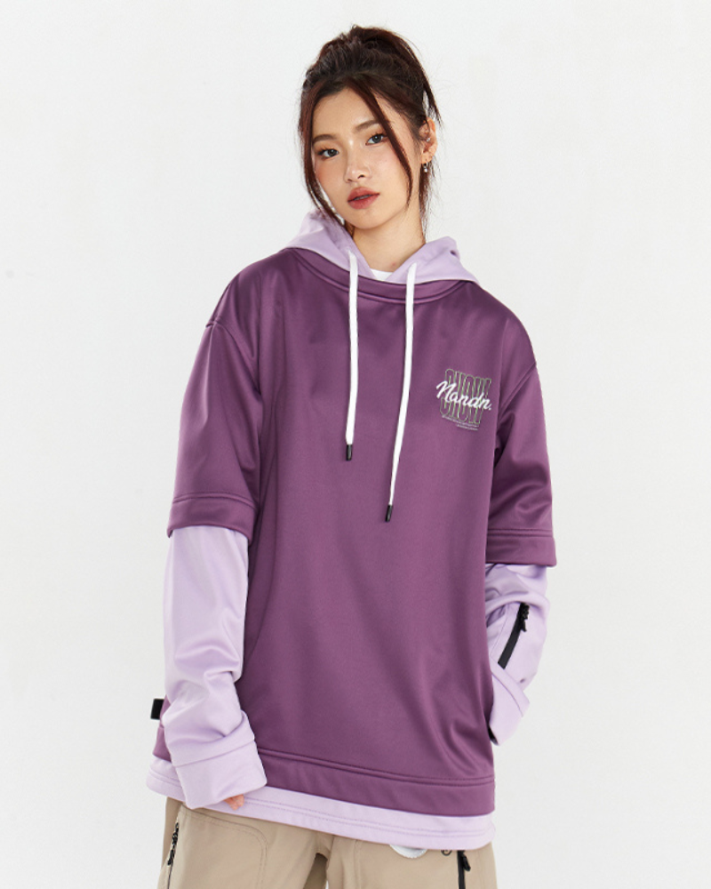 Ski Wear Outdoor Faux Two-piece Patchwork Hoodie