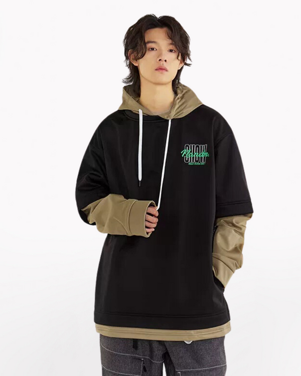 Ski Wear Outdoor Faux Two-piece Patchwork Hoodie