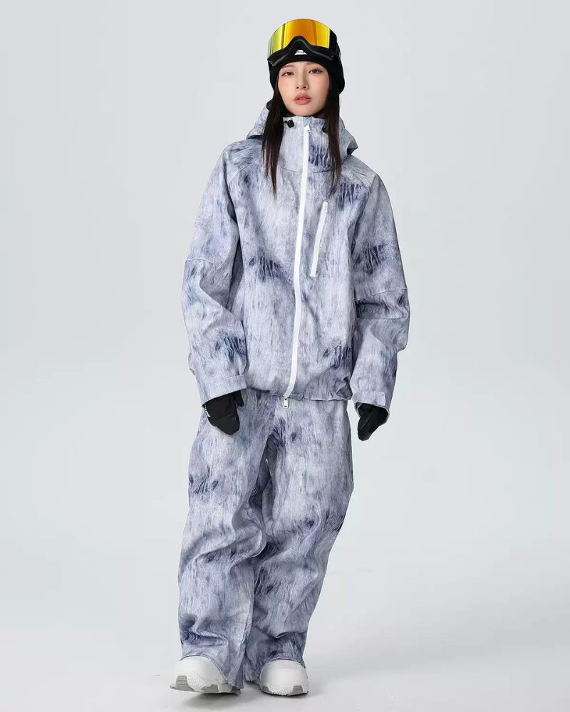 Ski Wear Outdoor Loose Denim Snow Jacket&amp;Pants Suit -Unisex