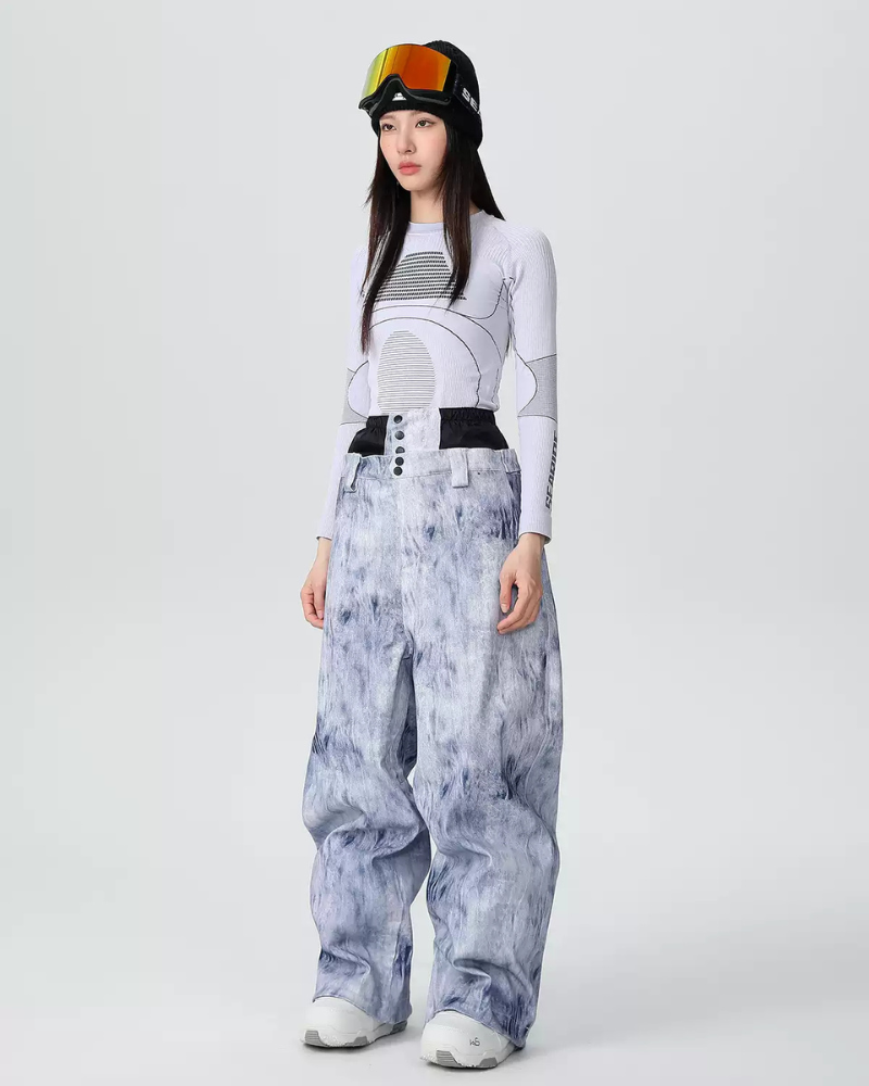 Ski Wear Outdoor Loose Denim Snow Jacket&amp;Pants Suit -Unisex