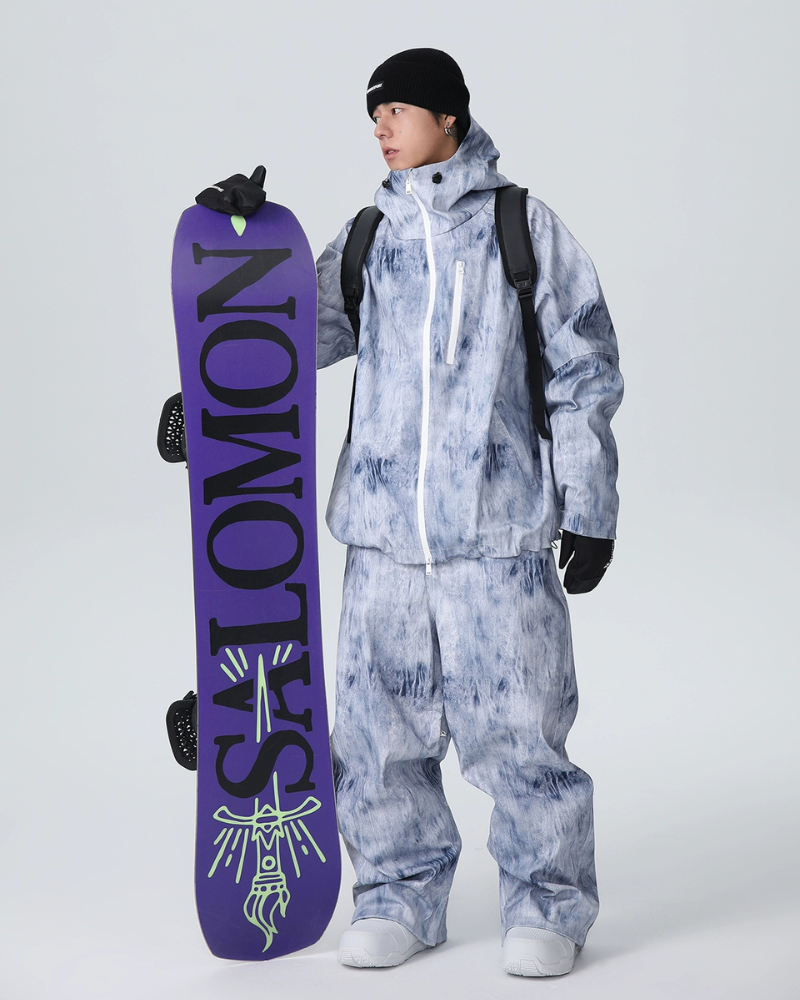 Ski Wear Outdoor Loose Denim Snow Jacket&amp;Pants Suit -Unisex
